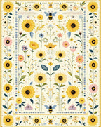 Sunflower Bumblebee Garden Whimsical Rug