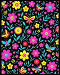Vibrant Flora Butterfly Pattern Design Rug