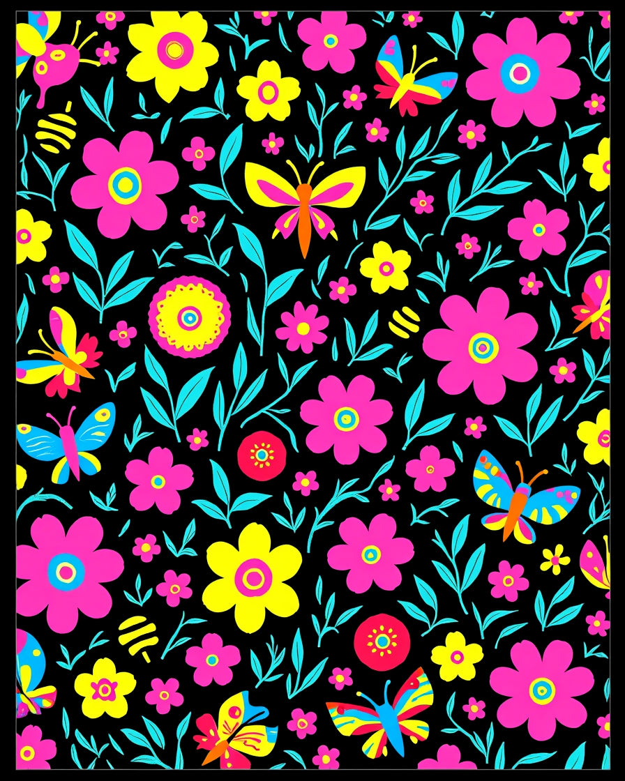 Vibrant Flora Butterfly Pattern Design Rug
