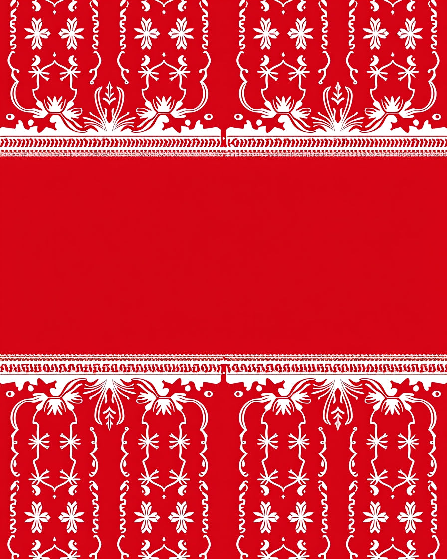 Bold Red White Floral Arch Rug