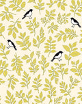 Whimsical Black Bird Yellow Leaf Pattern Rug