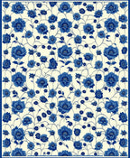 Blue Floral Vine Pattern Rug