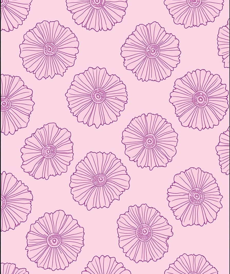 Floral Outline On Pink Background Rug