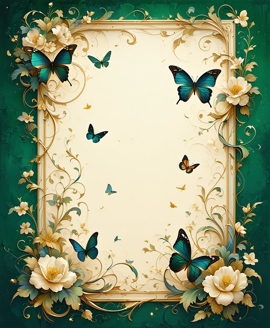 Whimsical Butterflies Floral Botanical Design Rug