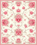 Elegant Pink Floral Vine Design Rug