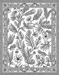 Botanical Flora Outline Vintage Pattern Rug