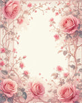 Elegant Blush Rose Vine Pattern Rug