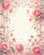 Elegant Blush Rose Vine Pattern Rug