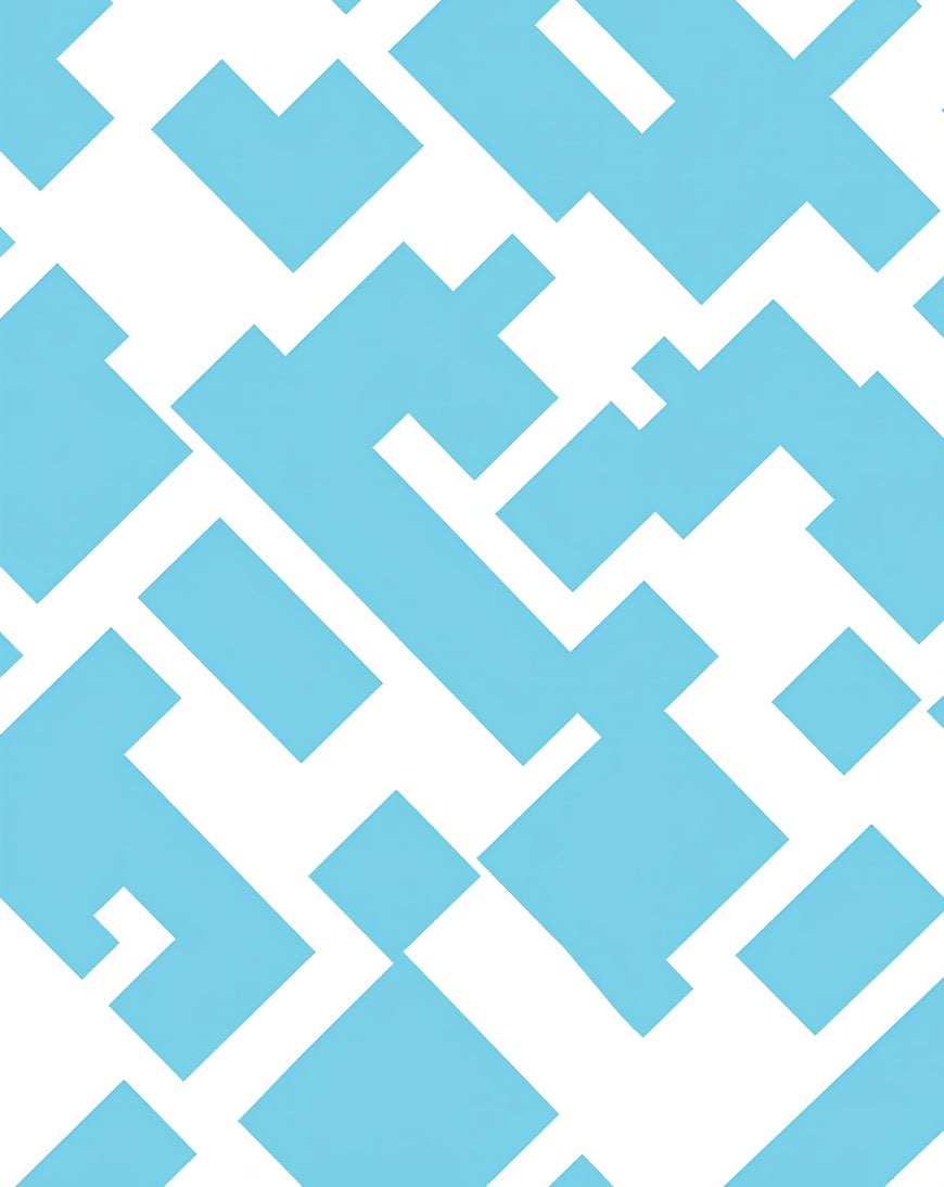 Geometric Blue Interlocking Shapes Rug