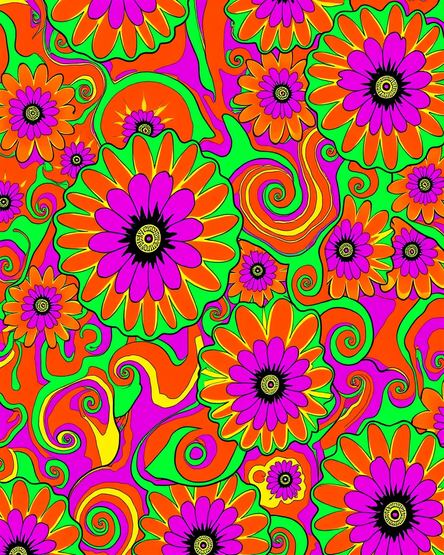 Groovy Flower Swirl Pattern Rug