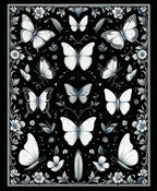 Monochromatic Butterfly Floral Design Rug