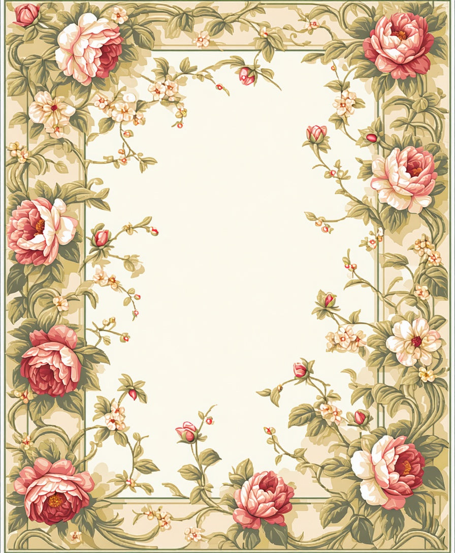 Vintage Floral Garden Patterned Rug