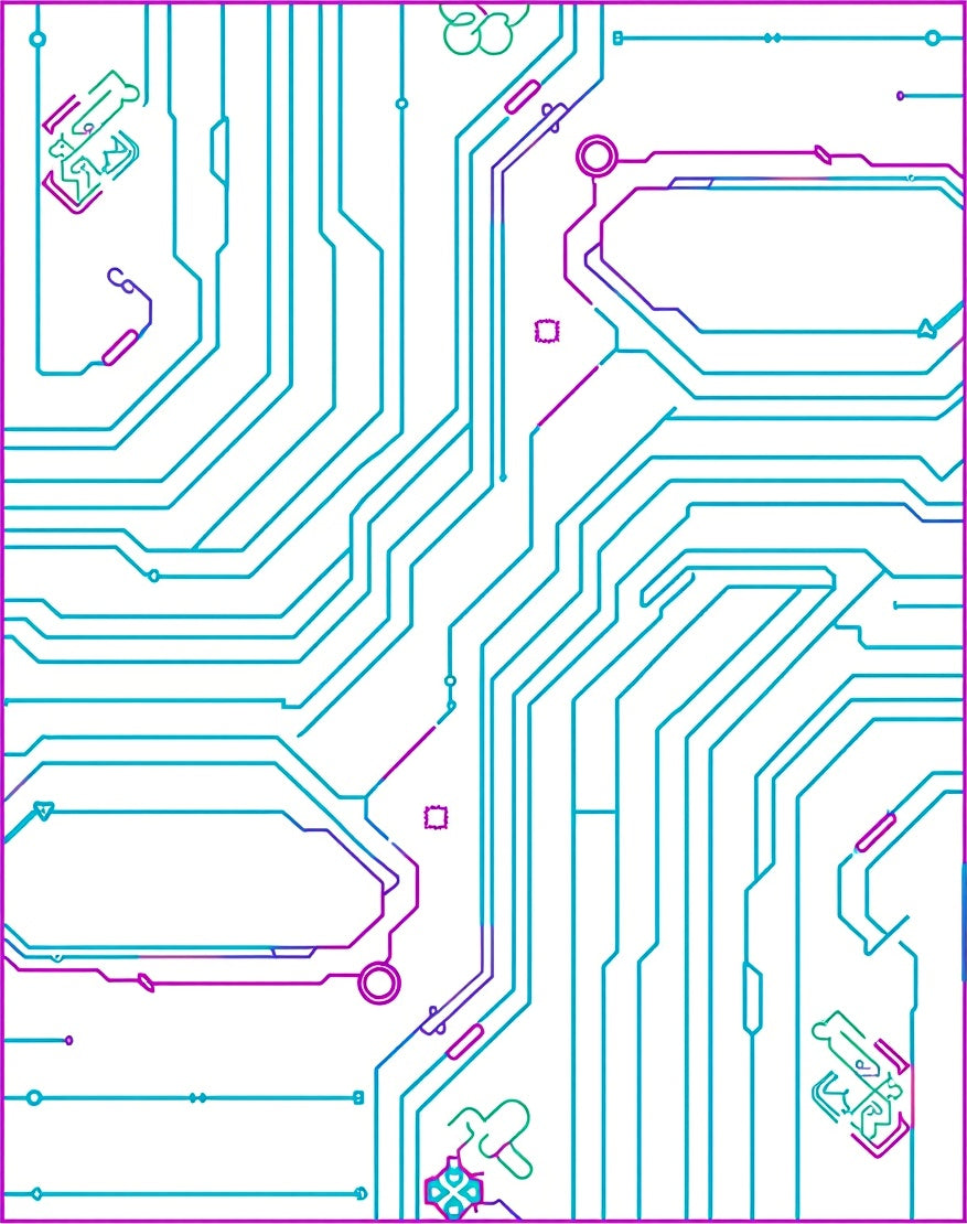 Abstract Circuit Board Geometric Design Rug