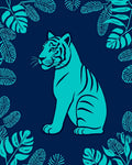 Aqua Tiger Tropical Jungle Print Rug