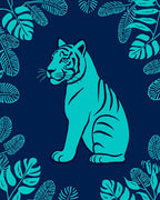 Aqua Tiger Tropical Jungle Print Rug