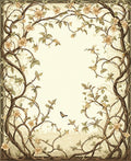 Vintage Floral Vines Butterfly Border Rug