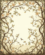 Vintage Floral Vines Butterfly Border Rug