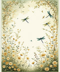 Whimsical Dragonfly Floral Garden Scene Rug