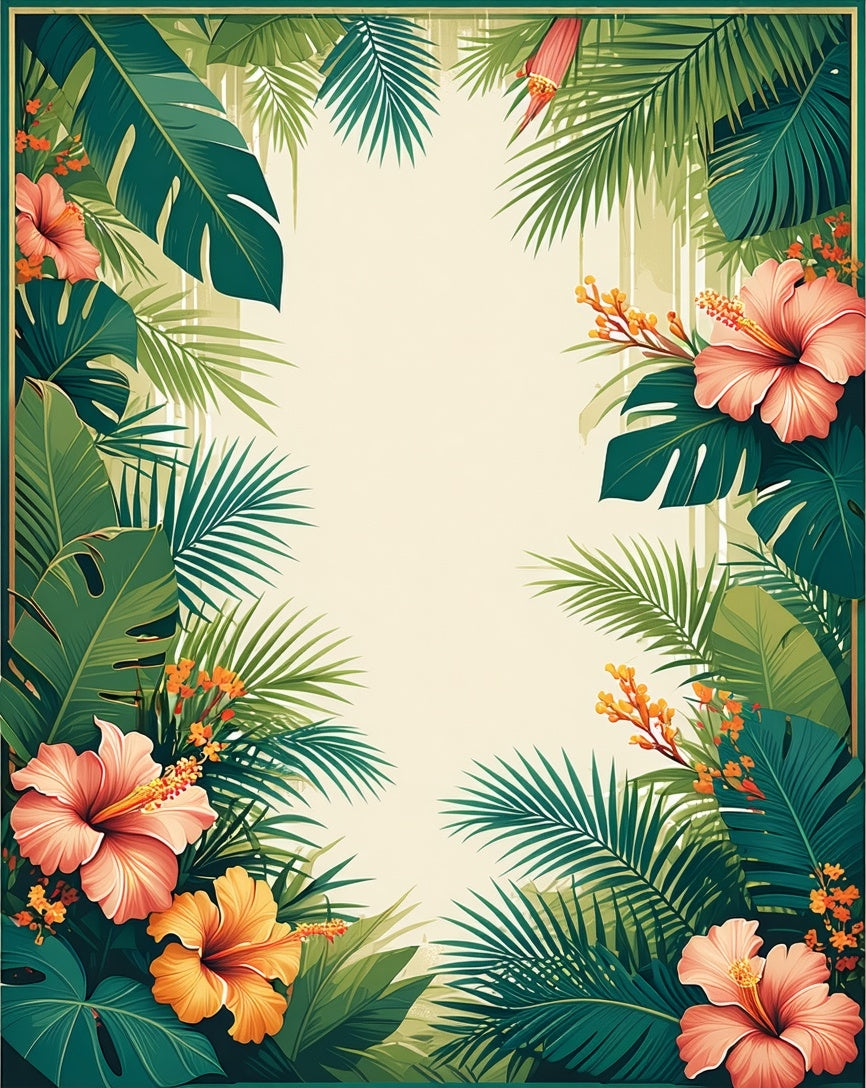 Tropical Floral Leaves Pattern Rug