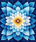 Intricate Blue Yellow Floral Mandala Design Rug