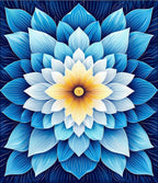 Intricate Blue Yellow Floral Mandala Design Rug