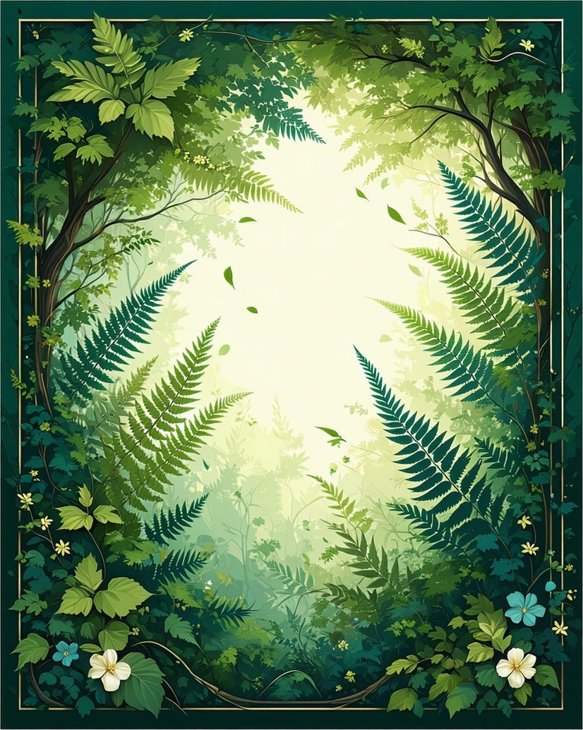 Lush Forest Canopy Ferns Design Rug