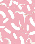 Abstract White Organic Shapes Pink Rug