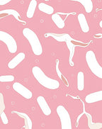 Abstract White Organic Shapes Pink Rug