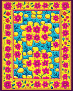 Vibrant Floral And Stone Pattern Rug