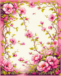Vibrant Pink Flower Vine Border Rug