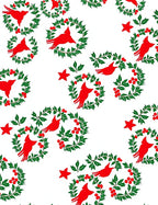 Red Cardinal Wreath Green Berry Garland Rug