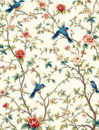 Vintage Bird Blossom Pattern Rug
