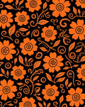 Orange Floral Swirl Silhouette Rug