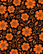 Orange Floral Swirl Silhouette Rug