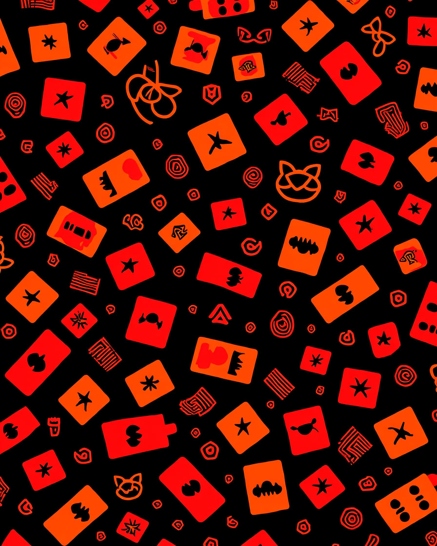 Abstract Red Orange Square Pattern Rug