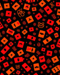 Abstract Red Orange Square Pattern Rug