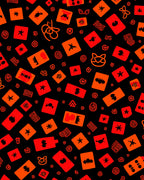 Abstract Red Orange Square Pattern Rug