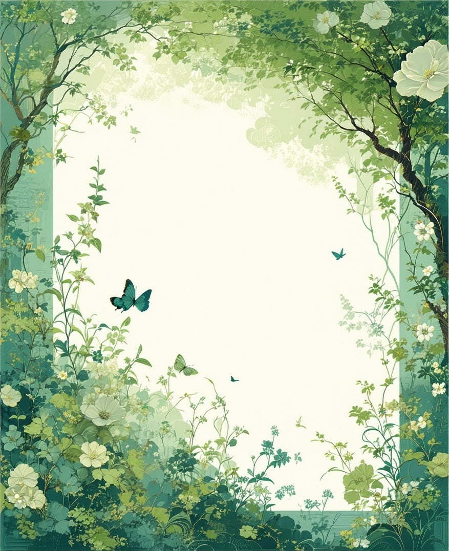 Lush Greenery and Butterfly Garden Rug