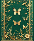 Emerald Green Golden Butterfly Garden Rug