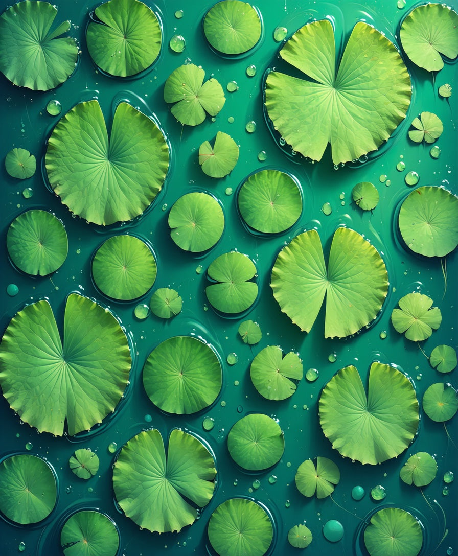 Verdant Lily Pads Pond Design Rug