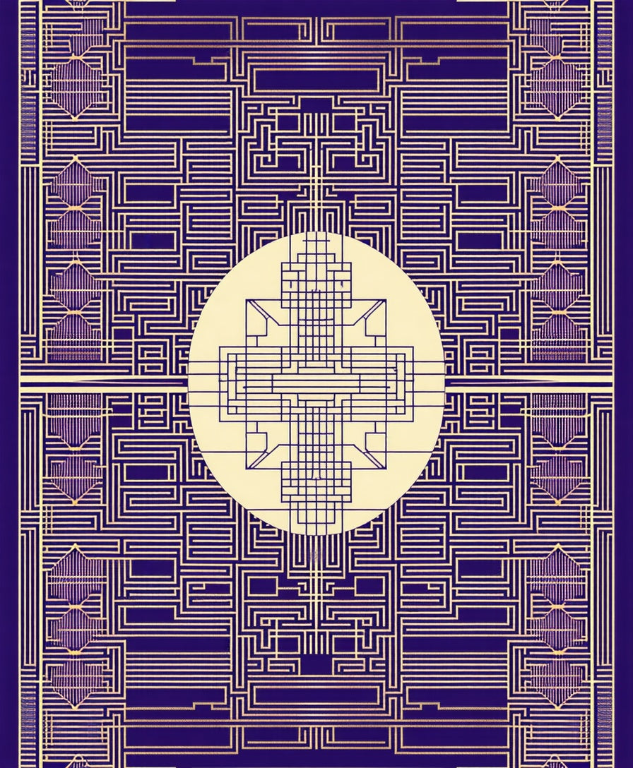 Art Deco Geometric Sun Pattern Rug