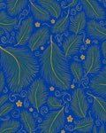 Royal Blue Feather Flower Pattern Rug