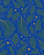Royal Blue Feather Flower Pattern Rug