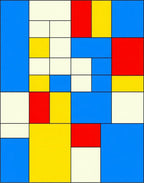 Abstract Red Blue Yellow Geometric Blocks Rug