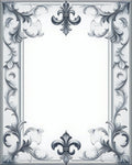 Classic Fleur-de-lis Scrollwork Border Rug
