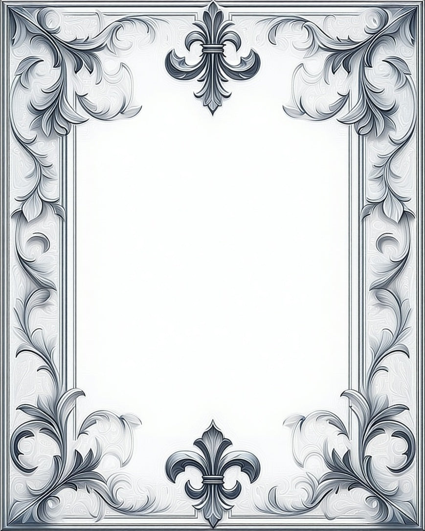 Classic Fleur-de-lis Scrollwork Border Rug