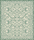 Symmetrical Green Floral Garden Pattern Rug