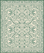 Symmetrical Green Floral Garden Pattern Rug