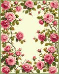 Romantic Pink Rose Floral Vine Pattern Rug