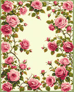 Romantic Pink Rose Floral Vine Pattern Rug